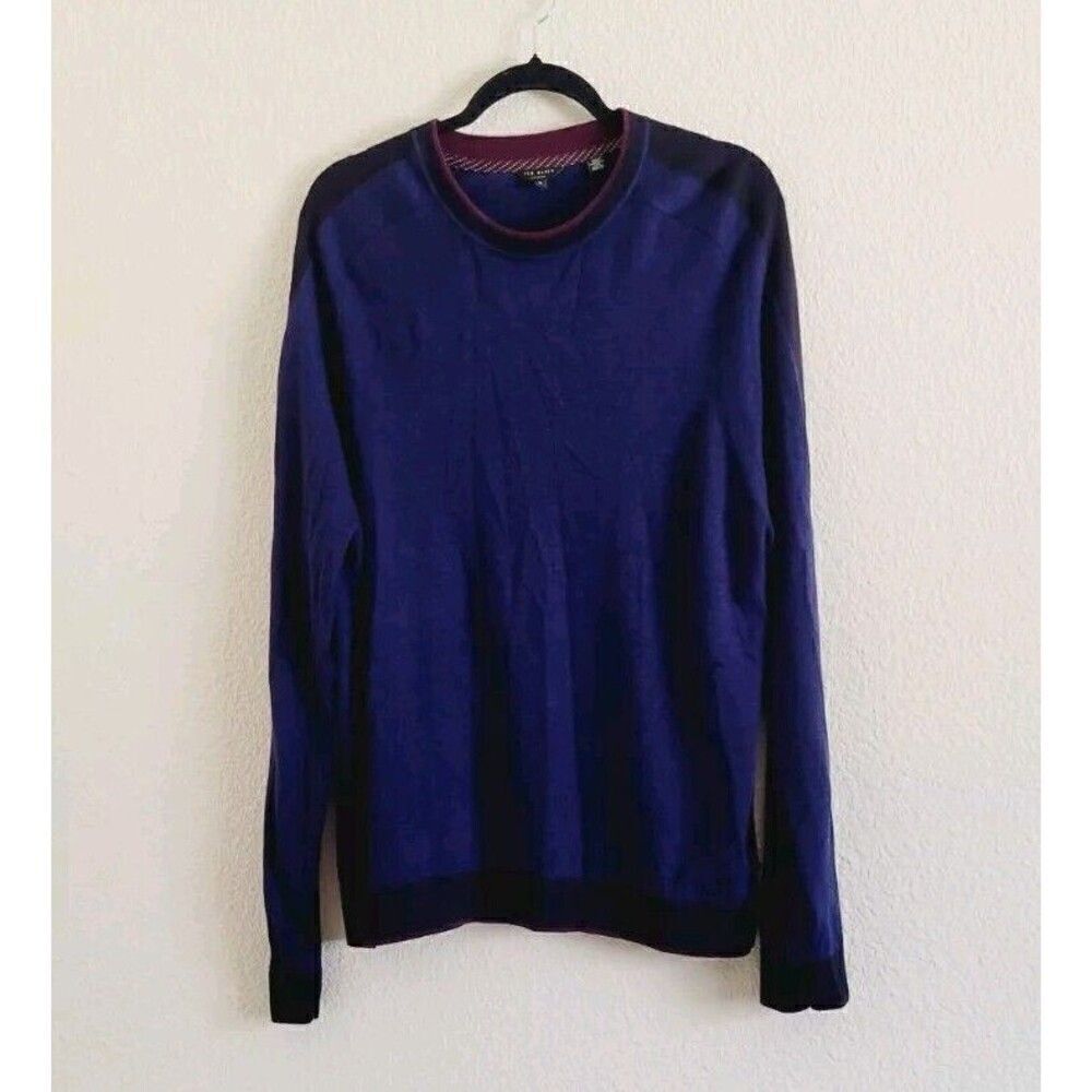 Ted Baker London Wool Blend Crewneck Navy Sweater Ted Size 6  US XXL